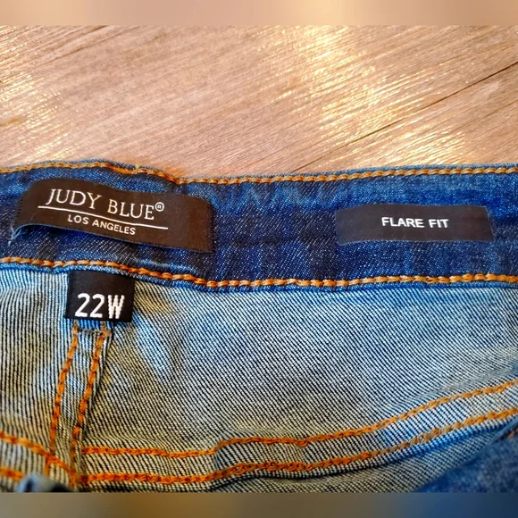 Judy Blue Boho Plus Size High Rise Ultra Flare Dark Denim Blue Jeans Size 22W - Picture 7 of 14